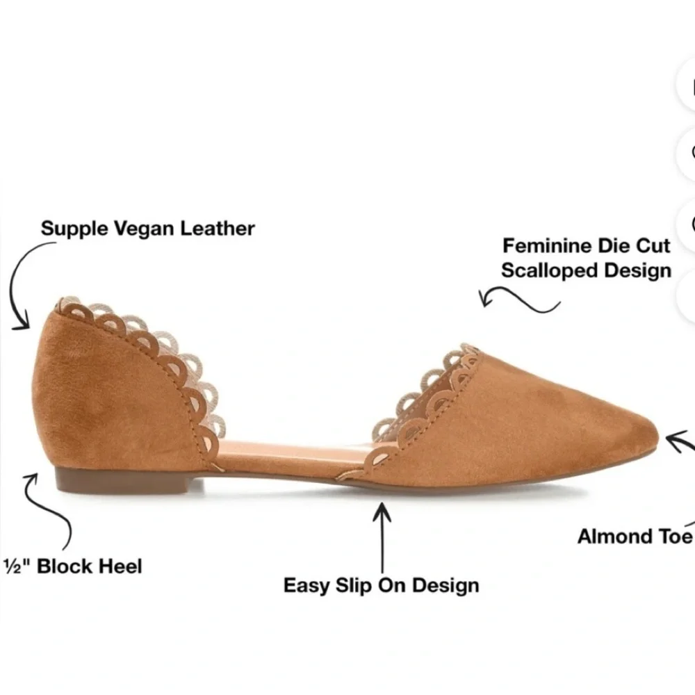 Journee Collection Jezlin Cognac Brown Faux Suede D’Orsay Flats NWT